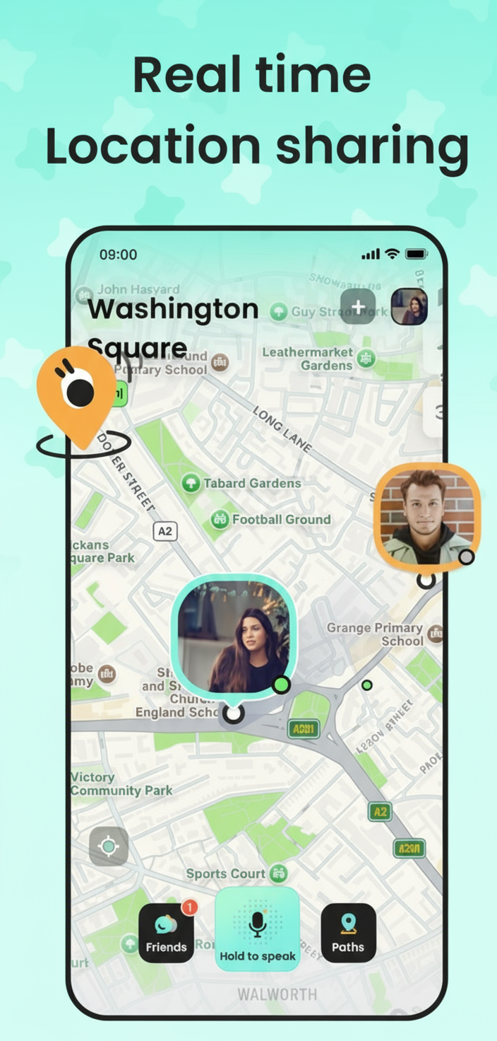 Linkly app real-time location sharing interface
